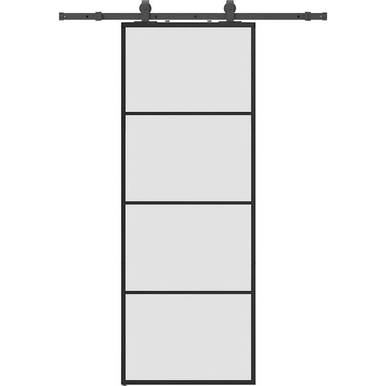 vidaXL Porte coulissante avec ferrure noire 76x205 cm verre ESG