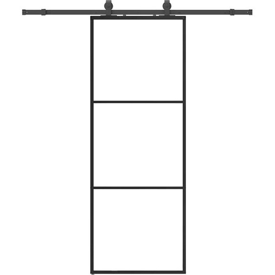 vidaXL Porte coulissante avec ferrure noire 76x205 cm verre ESG