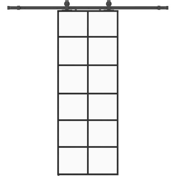 vidaXL Porte coulissante avec ferrure noire 76x205 cm verre ESG