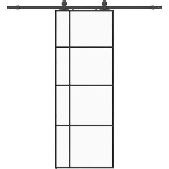 vidaXL Porte coulissante avec ferrure noire 76x205 cm verre ESG
