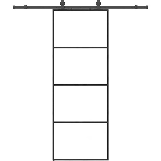 vidaXL Porte coulissante avec ferrure noire 76x205 cm verre ESG
