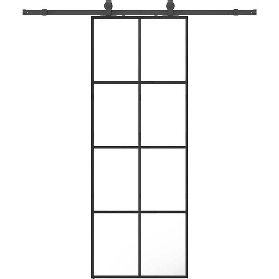 vidaXL Porte coulissante avec ferrure noire 76x205 cm verre ESG