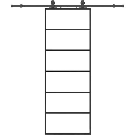 vidaXL Porte coulissante avec ferrure noire 76x205 cm verre ESG
