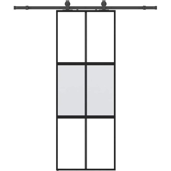 vidaXL Porte coulissante avec ferrure noire 76x205 cm verre trempé