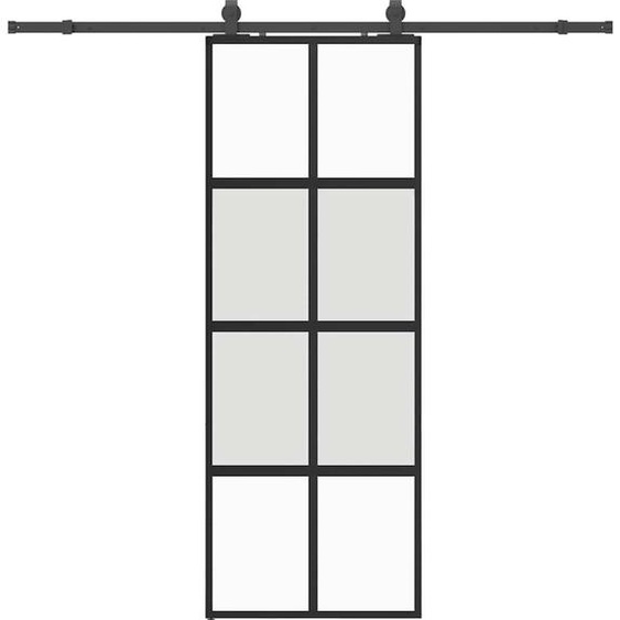 vidaXL Porte coulissante avec ferrure noire 76x205 cm verre trempé