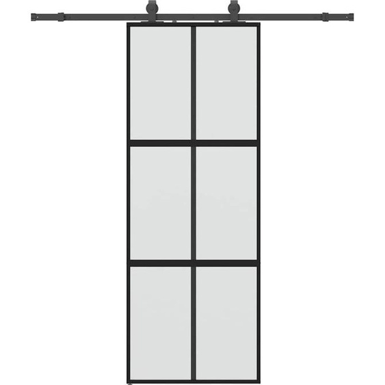 vidaXL Porte coulissante avec ferrure noire 76x205 cm verre trempé
