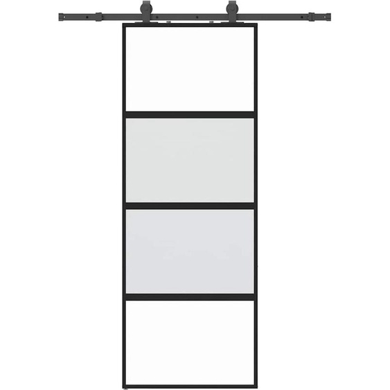vidaXL Porte coulissante avec ferrure noire 76x205 cm verre trempé