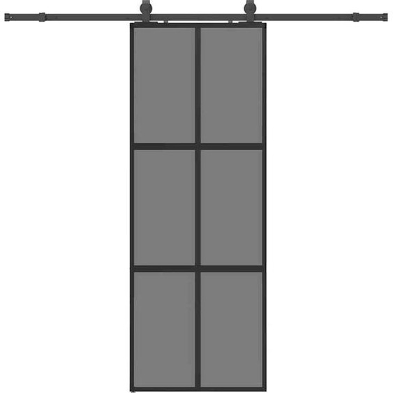 vidaXL Porte coulissante avec ferrure noire 76x205 cm verre trempé