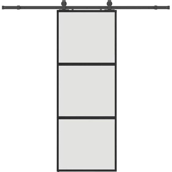 vidaXL Porte coulissante avec ferrure noire 76x205 cm verre trempé