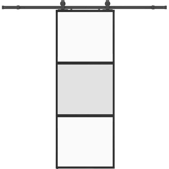vidaXL Porte coulissante avec ferrure noire 76x205 cm verre trempé