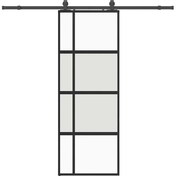 vidaXL Porte coulissante avec ferrure noire 76x205 cm verre trempé