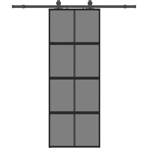 vidaXL Porte coulissante avec ferrure noire 76x205 cm verre trempé