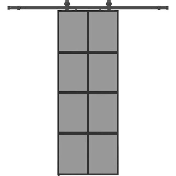 vidaXL Porte coulissante avec ferrure noire 76x205 cm verre trempé