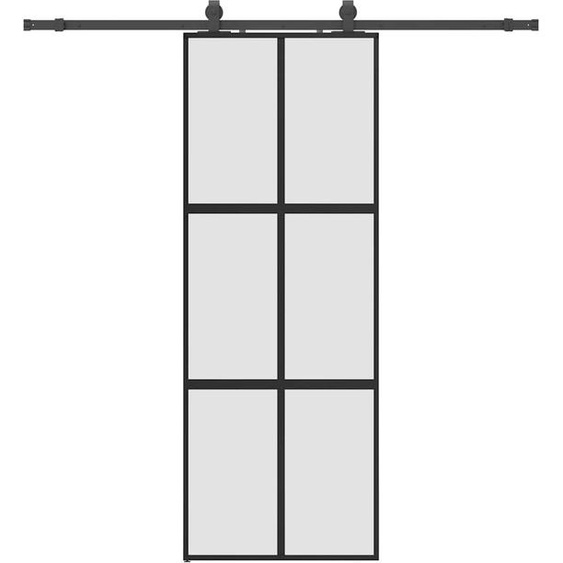 vidaXL Porte coulissante avec ferrure noire 76x205 cm verre trempé