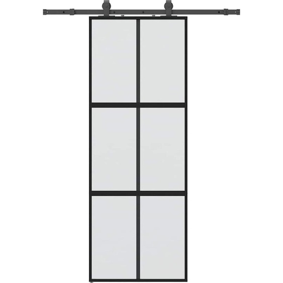 vidaXL Porte coulissante avec ferrure noire 76x205 cm verre trempé