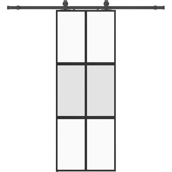vidaXL Porte coulissante avec ferrure noire 76x205 cm verre trempé