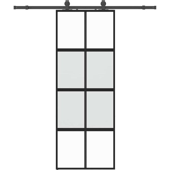 vidaXL Porte coulissante avec ferrure noire 76x205 cm verre trempé