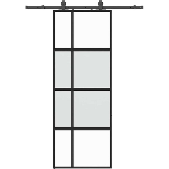 vidaXL Porte coulissante avec ferrure noire 76x205 cm verre trempé
