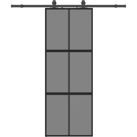 vidaXL Porte coulissante avec ferrure noire 76x205 cm verre trempé