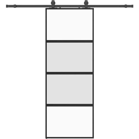 vidaXL Porte coulissante avec ferrure noire 76x205 cm verre trempé