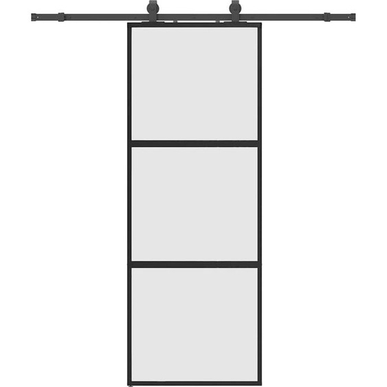 vidaXL Porte coulissante avec ferrure noire 76x205 cm verre trempé