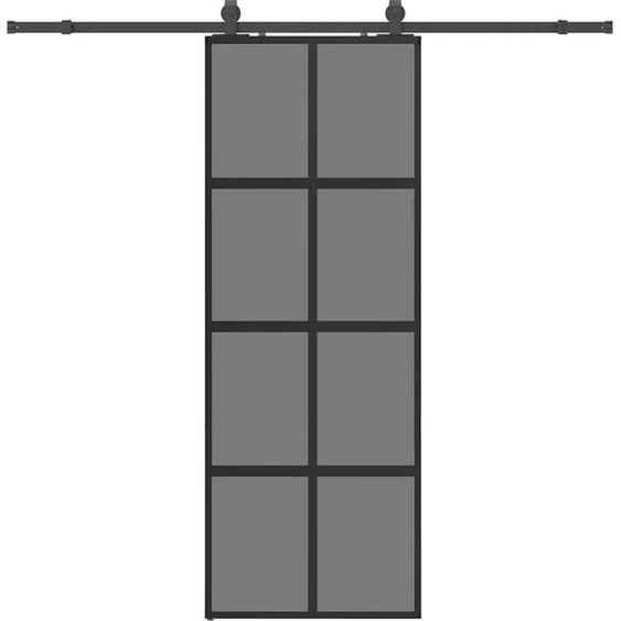 vidaXL Porte coulissante avec ferrure noire 76x205 cm verre trempé