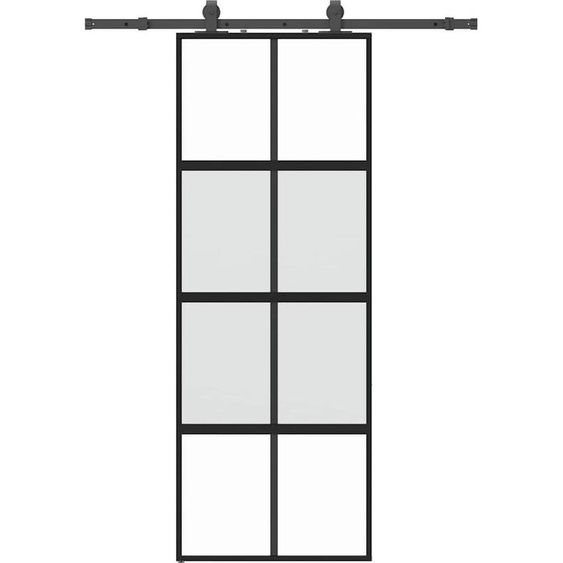vidaXL Porte coulissante avec ferrure noire 76x205 cm verre trempé