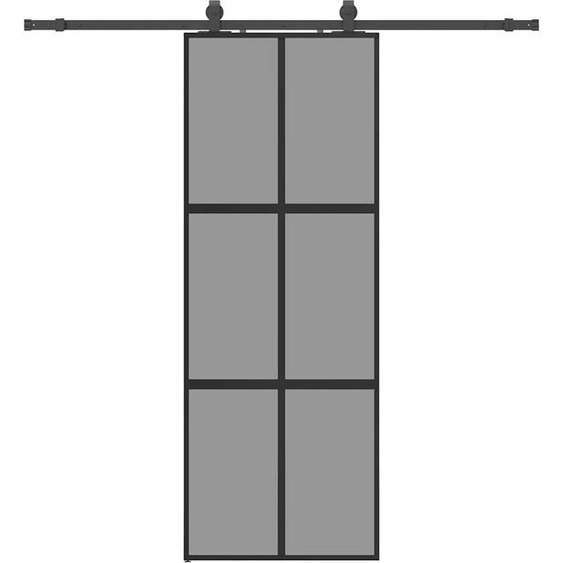 vidaXL Porte coulissante avec ferrure noire 76x205 cm verre trempé
