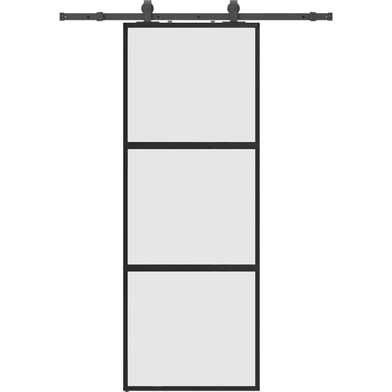 vidaXL Porte coulissante avec ferrure noire 76x205 cm verre trempé