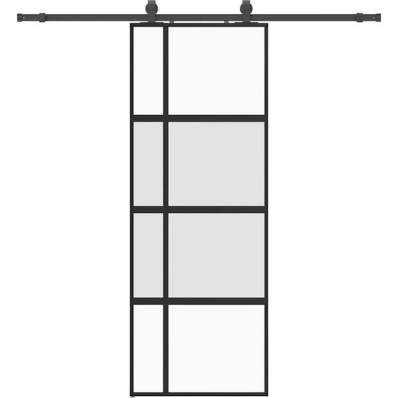 vidaXL Porte coulissante avec ferrure noire 76x205 cm verre trempé