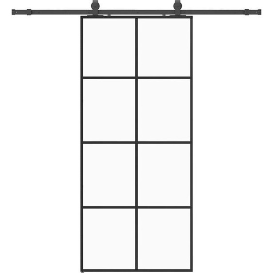 vidaXL Porte coulissante avec ferrure noire 90x205 cm verre ESG
