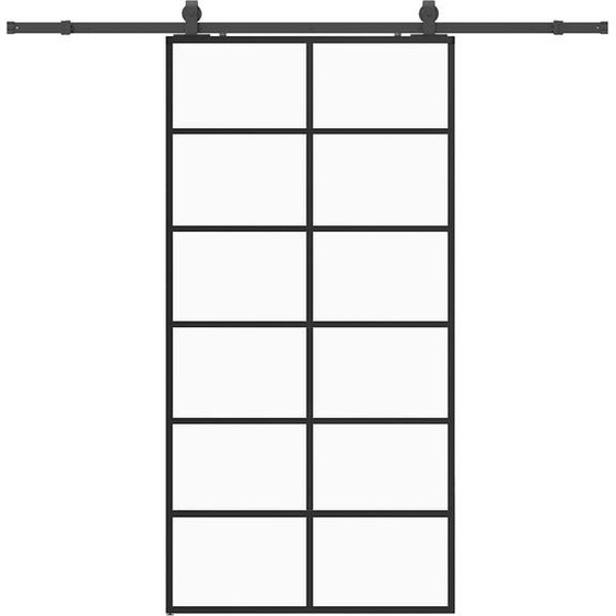 vidaXL Porte coulissante avec ferrure noire 90x205 cm verre ESG