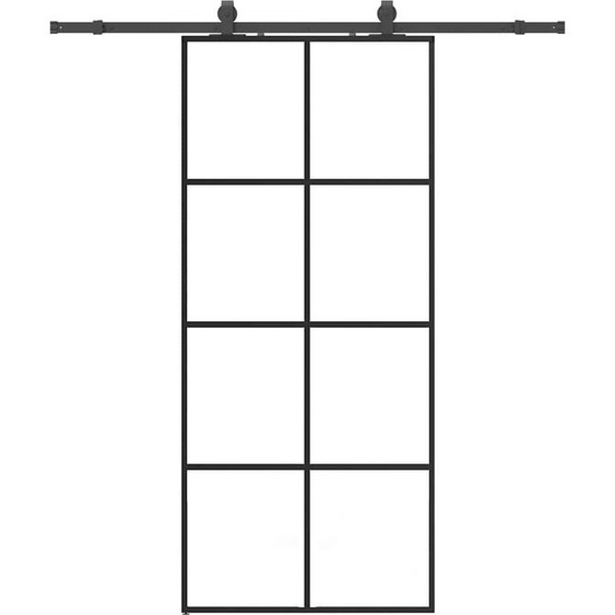 vidaXL Porte coulissante avec ferrure noire 90x205 cm verre ESG