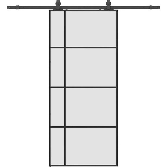 vidaXL Porte coulissante avec ferrure noire 90x205 cm verre ESG