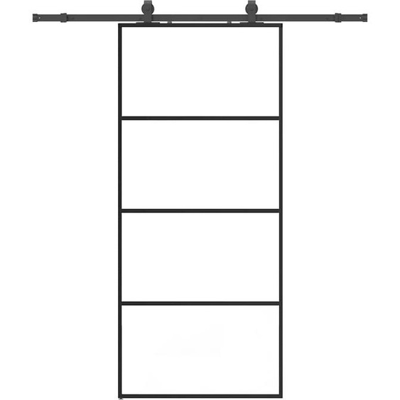 vidaXL Porte coulissante avec ferrure noire 90x205 cm verre ESG