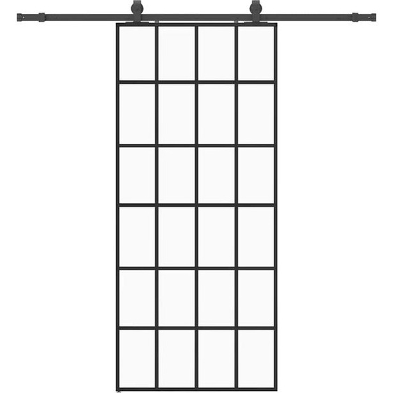 vidaXL Porte coulissante avec ferrure noire 90x205 cm verre ESG