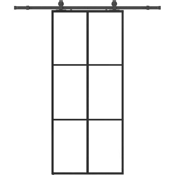 vidaXL Porte coulissante avec ferrure noire 90x205 cm verre ESG