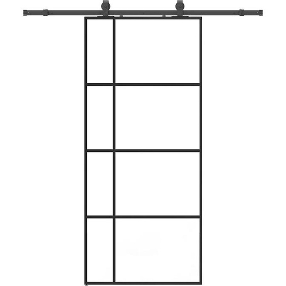 vidaXL Porte coulissante avec ferrure noire 90x205 cm verre ESG