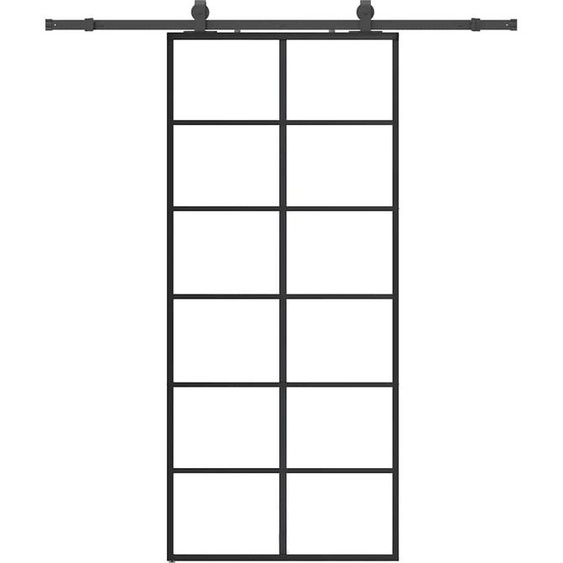 vidaXL Porte coulissante avec ferrure noire 90x205 cm verre ESG