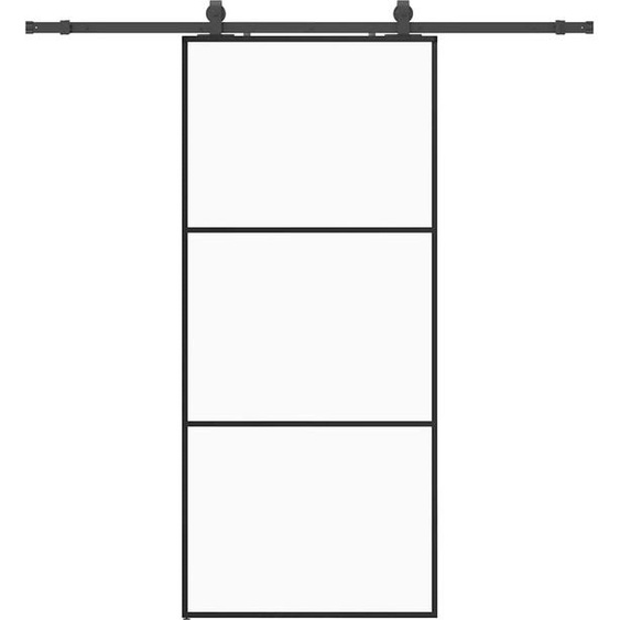 vidaXL Porte coulissante avec ferrure noire 90x205 cm verre ESG