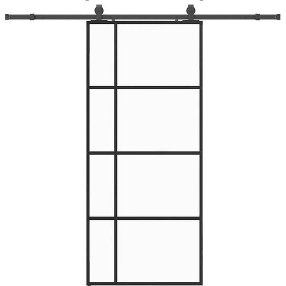 vidaXL Porte coulissante avec ferrure noire 90x205 cm verre ESG