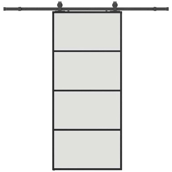 vidaXL Porte coulissante avec ferrure noire 90x205 cm verre ESG