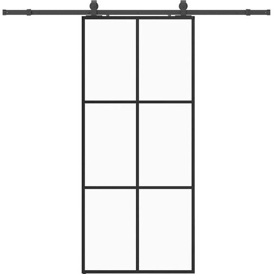 vidaXL Porte coulissante avec ferrure noire 90x205 cm verre ESG