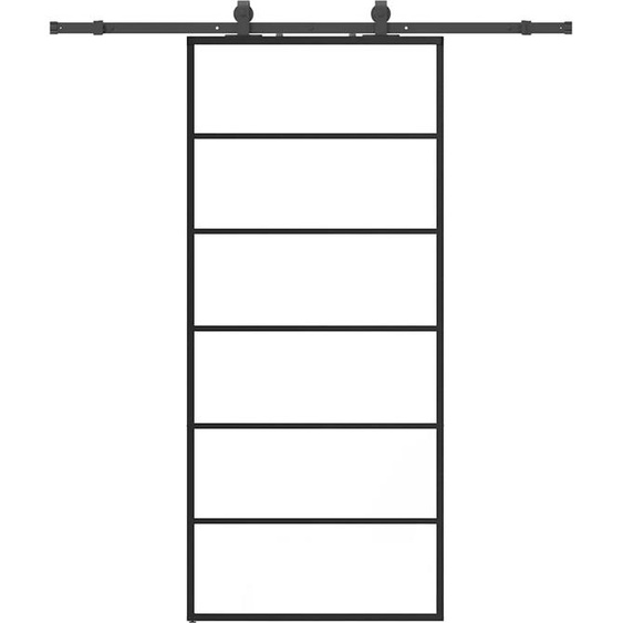 vidaXL Porte coulissante avec ferrure noire 90x205 cm verre ESG