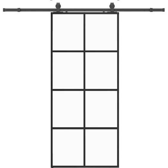 vidaXL Porte coulissante avec ferrure noire 90x205 cm verre ESG