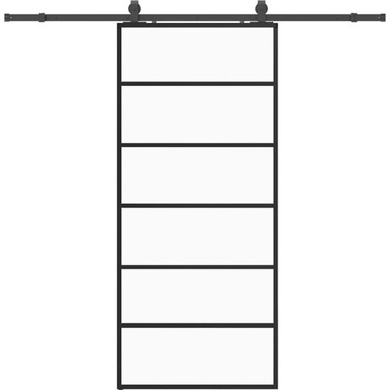 vidaXL Porte coulissante avec ferrure noire 90x205 cm verre ESG