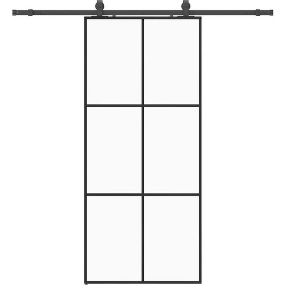 vidaXL Porte coulissante avec ferrure noire 90x205 cm verre ESG