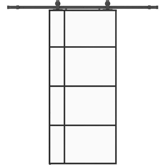 vidaXL Porte coulissante avec ferrure noire 90x205 cm verre ESG