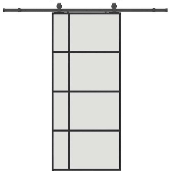 vidaXL Porte coulissante avec ferrure noire 90x205 cm verre ESG