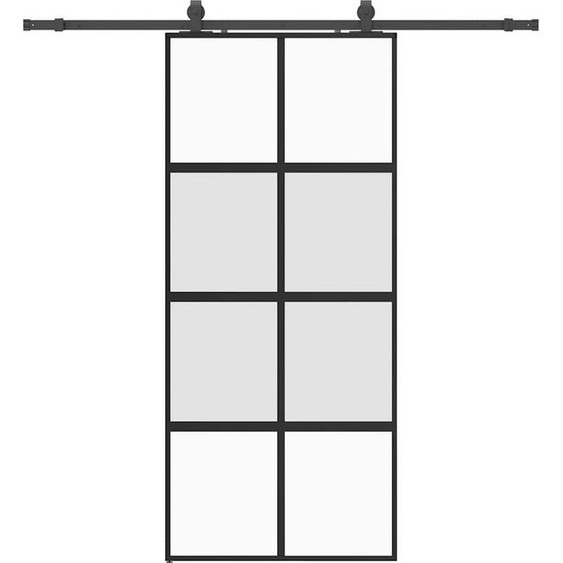 vidaXL Porte coulissante avec ferrure noire 90x205 cm verre trempé